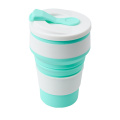 Food grade silicone folding travel mug, environmentally friendly, easy to clean, reusable coffee cup and tea cup